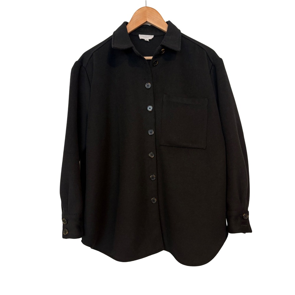 A Loves A Whimsigoth Puff Sleeve Black Wool Blend Button Down Shacket Jacket M